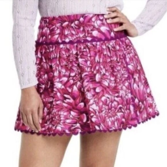 NEW Kika Vargas Women's Mum Floral Scallop Edge Wrap Mini Skirt w/ Pockets  6 - Picture 1 of 8